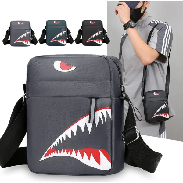 Lightweight Durable Backpack Trendy Shark pattern Daypack Men's Crossbody Bag Small Sling Bag Waterproof Chest Shoulder Bag - Image 2