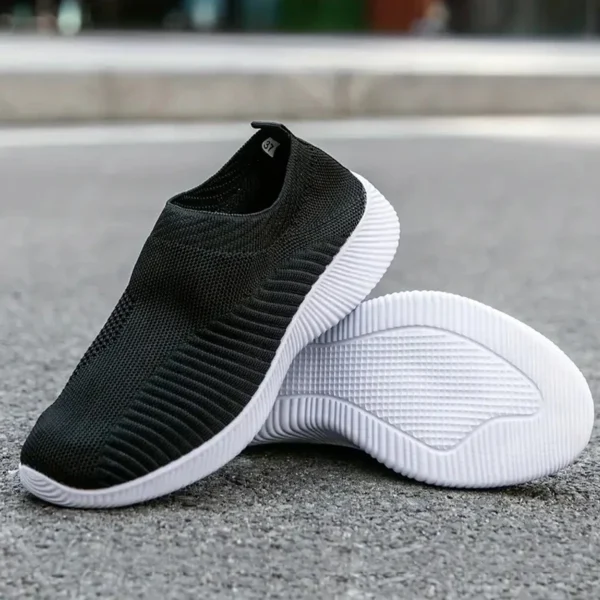 Women's Solid Color Sneakers Breathable Mesh Woven Outdoor Lightweight Low Top Walking Running Sports Socks Shoes - Image 4