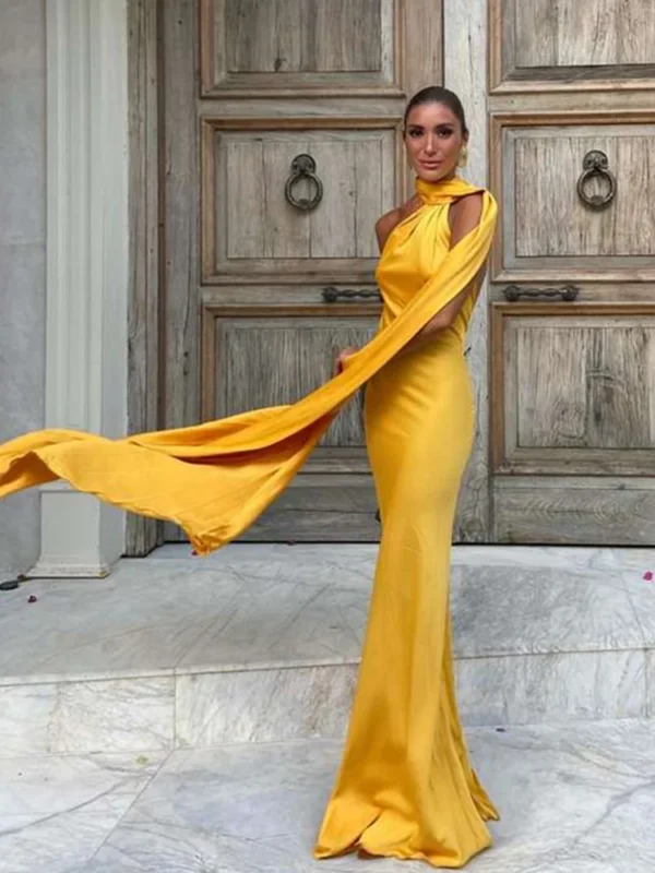 Sexy Satin Ribbon Party Dress Women Elegant Halter Backless Off Shoulder Sleeveless Female Dresses 2024 Summer Solid Robe Gown - Image 3