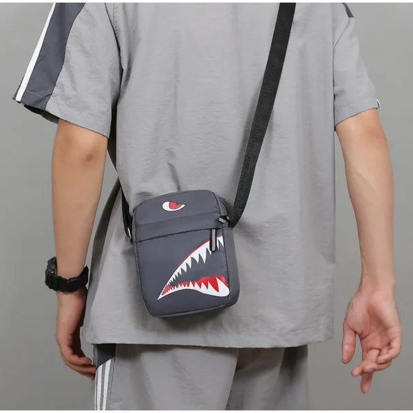 Lightweight Durable Backpack Trendy Shark pattern Daypack Men's Crossbody Bag Small Sling Bag Waterproof Chest Shoulder Bag - Image 3