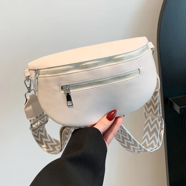 PU Leather Retro Banana Bag Women Chest Bag Waist Fanny Pack Sling Crossbody Shoulder Bag Chest Bum Belt Bag Half Moon Hobo Bag - Image 3