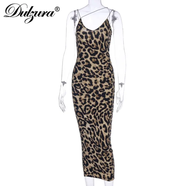 Dulzura Women Party Club Evening Streetwear Leopard Bodycon Midi Dress 2024 Summer Clothes Wholesale Items For Business - Image 6