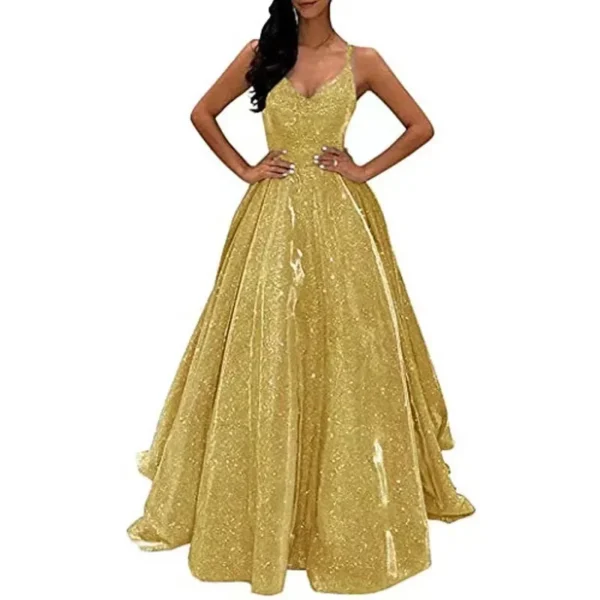 Fashionable Long Sleeveless Dress Glowing Strap Elegant Slimming Evening Gown For Party And Banquet Attractive Women's Wear - Image 3