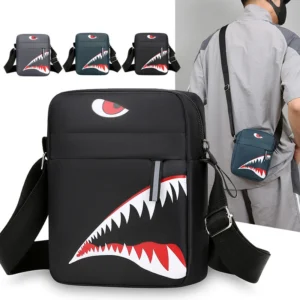Lightweight Durable Backpack Trendy Shark pattern Daypack Men's Crossbody Bag Small Sling Bag Waterproof Chest Shoulder Bag