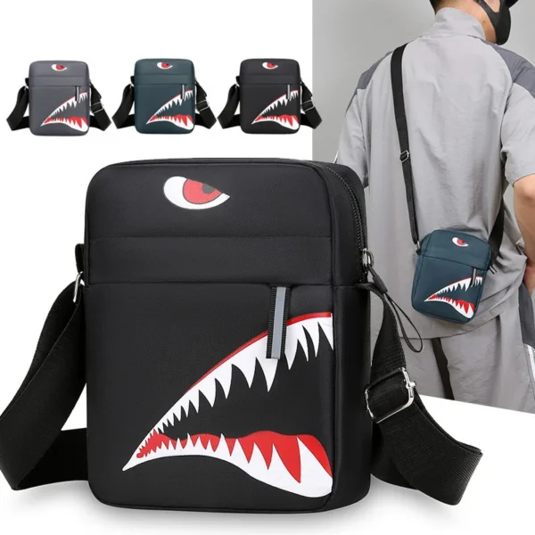 Lightweight Durable Backpack Trendy Shark pattern Daypack Men's Crossbody Bag Small Sling Bag Waterproof Chest Shoulder Bag
