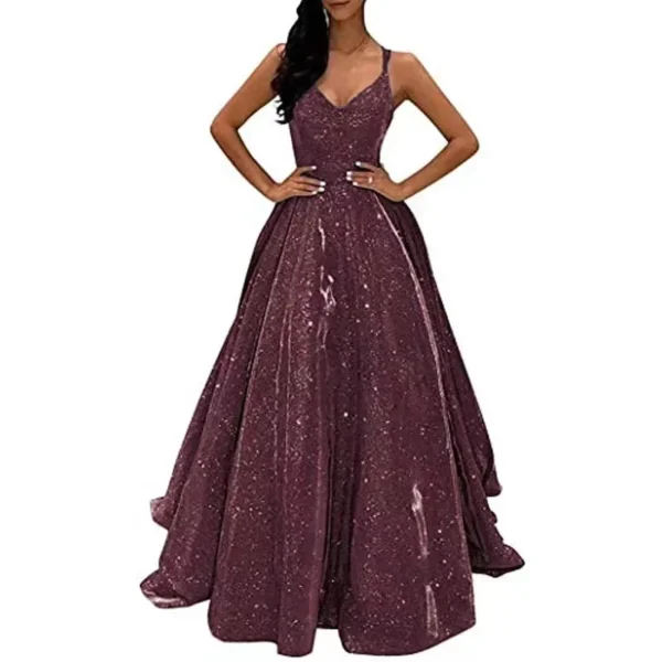 Fashionable Long Sleeveless Dress Glowing Strap Elegant Slimming Evening Gown For Party And Banquet Attractive Women's Wear - Image 4