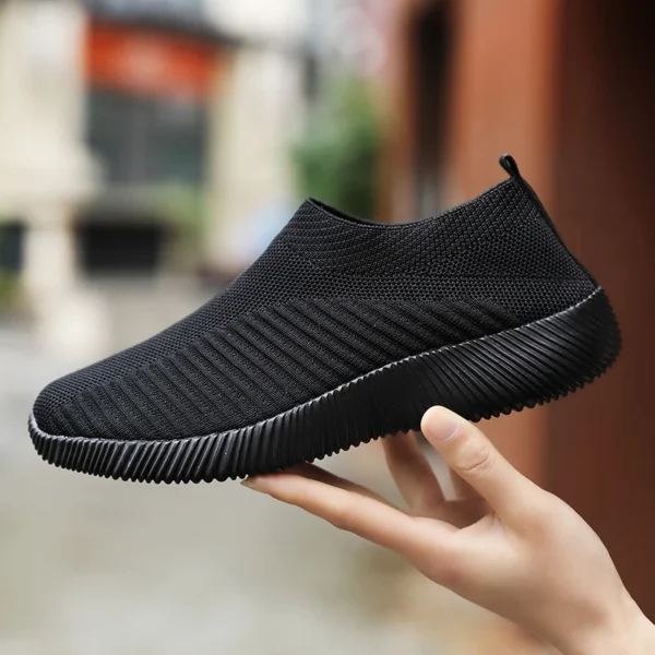 Women's Solid Color Sneakers Breathable Mesh Woven Outdoor Lightweight Low Top Walking Running Sports Socks Shoes - Image 6