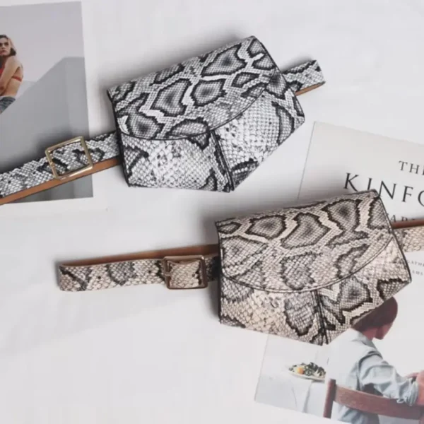 Fashionable Small Waist Bag Versatile Women Small Delicate Snake Skin Decorative Belt Saddle Bag Fashionable Sweater Belt Trendy - Image 2