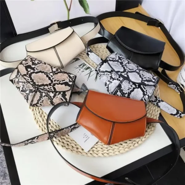 Fashionable Small Waist Bag Versatile Women Small Delicate Snake Skin Decorative Belt Saddle Bag Fashionable Sweater Belt Trendy - Image 6