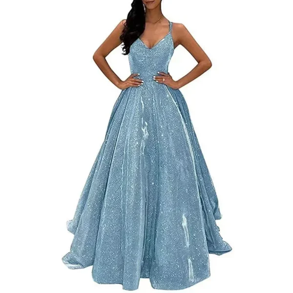Fashionable Long Sleeveless Dress Glowing Strap Elegant Slimming Evening Gown For Party And Banquet Attractive Women's Wear - Image 2