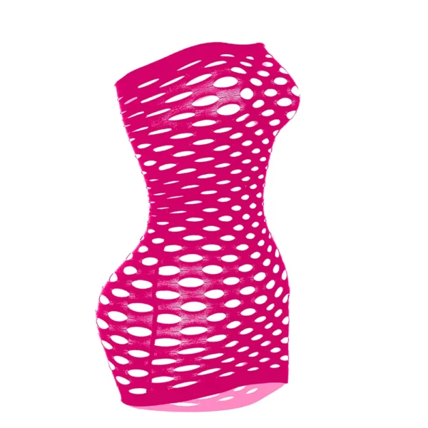 Pink Mini Dress Women Strapless See Through Backless Sleeveless Skinny Vestido Female Party Night Clubwear Mesh Lingerie Dress - Image 3